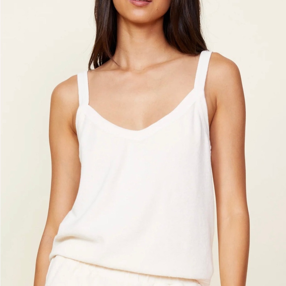 Monrow Terry Cloth Tank Cream Sleeveless Top size S